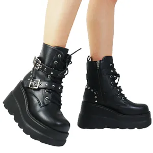 Funki Buys | Boots | Women's Punk Platform Ankle Wedge Boots