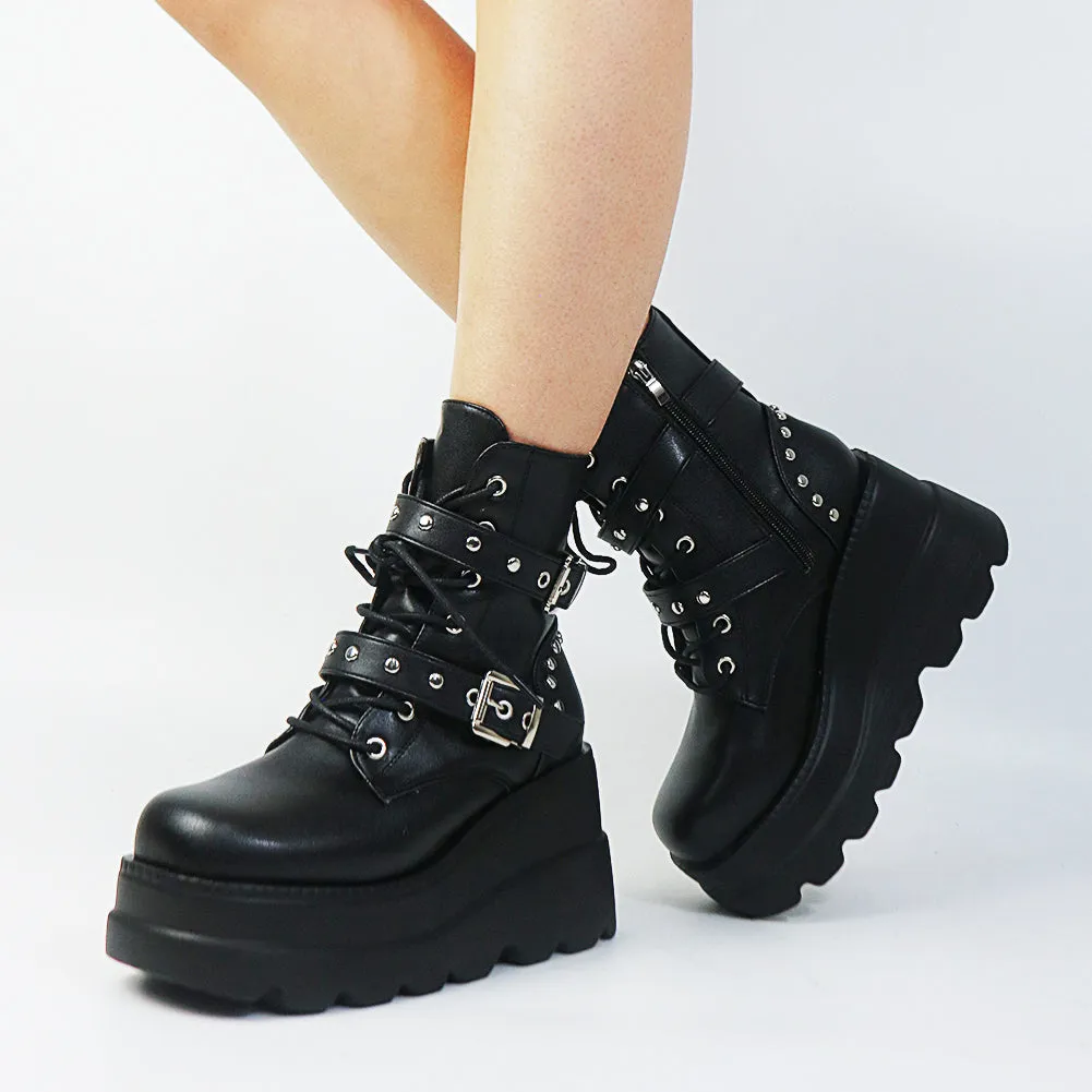 Funki Buys | Boots | Women's Punk Platform Ankle Wedge Boots