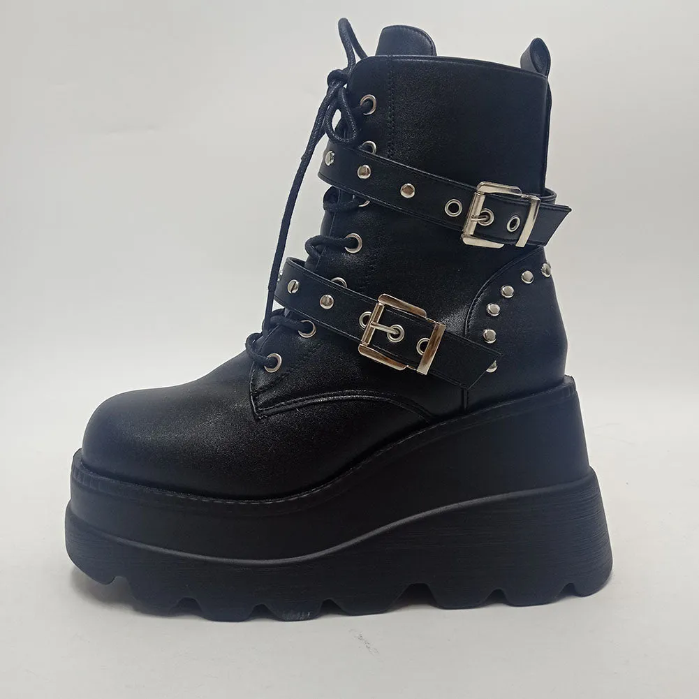 Funki Buys | Boots | Women's Punk Platform Ankle Wedge Boots
