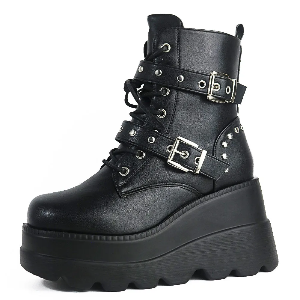 Funki Buys | Boots | Women's Punk Platform Ankle Wedge Boots