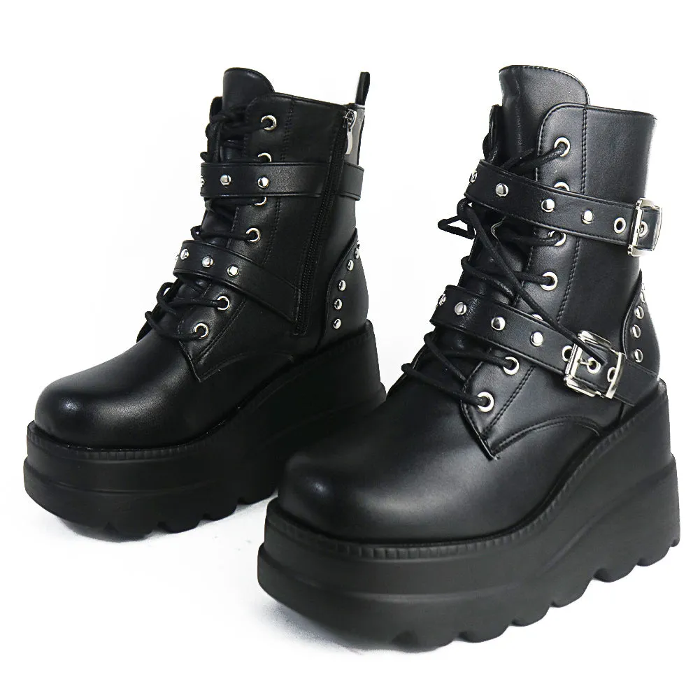Funki Buys | Boots | Women's Punk Platform Ankle Wedge Boots