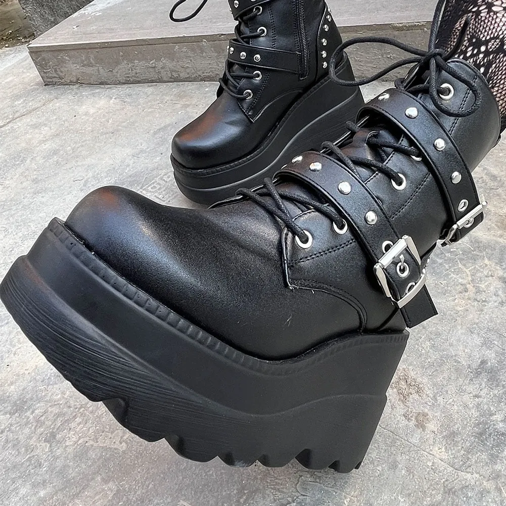 Funki Buys | Boots | Women's Punk Platform Ankle Wedge Boots