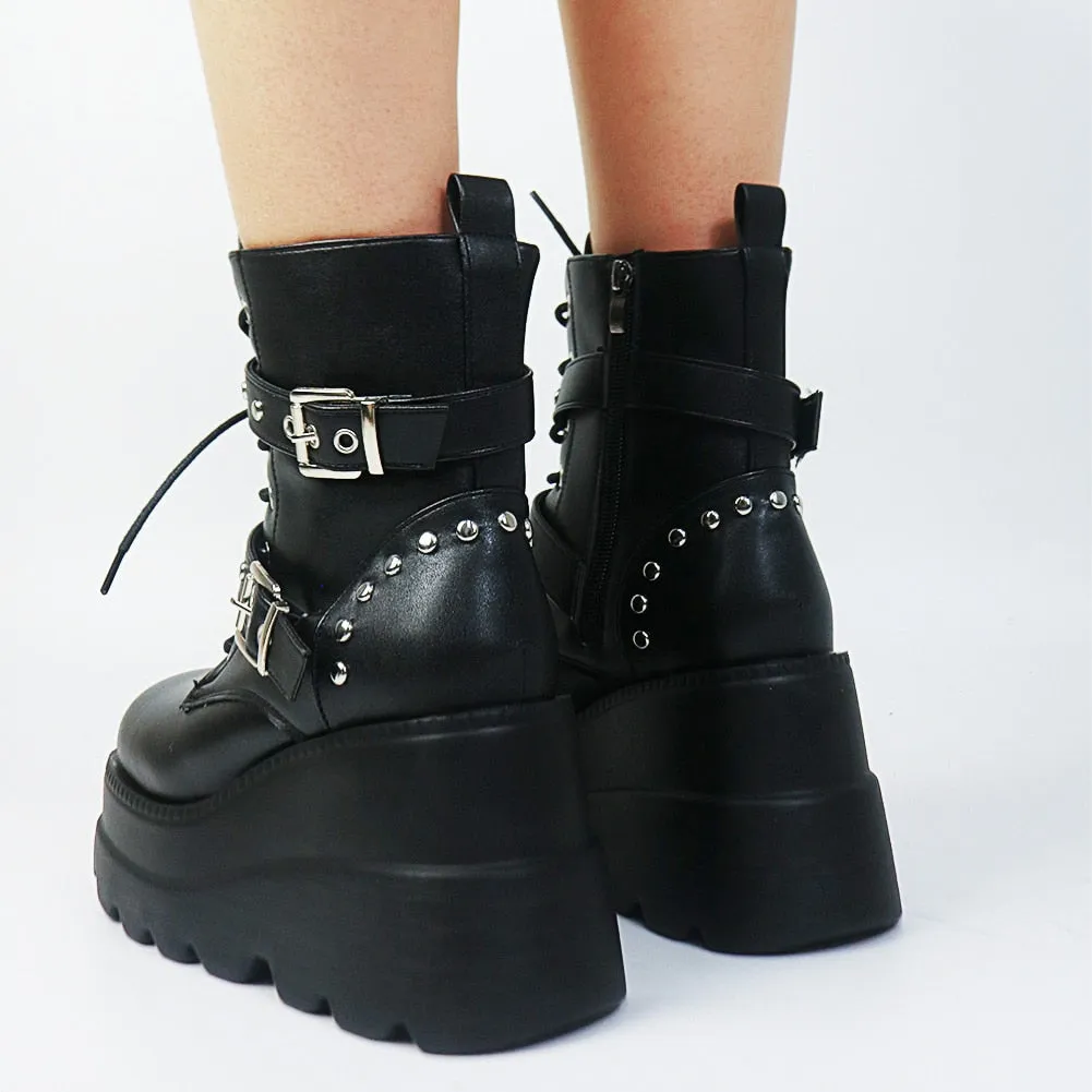 Funki Buys | Boots | Women's Punk Platform Ankle Wedge Boots