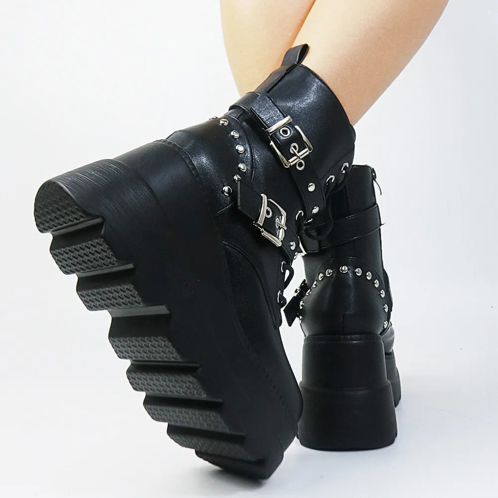 Funki Buys | Boots | Women's Punk Platform Ankle Wedge Boots