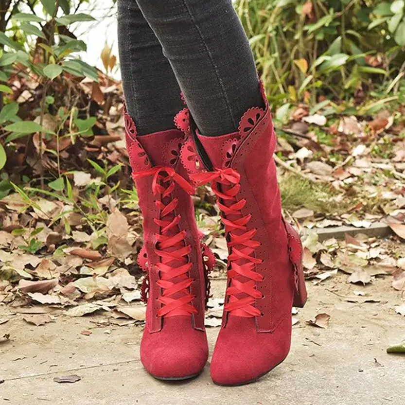Funki Buys | Boots | Women's Steampunk Lace Top Granny Boot