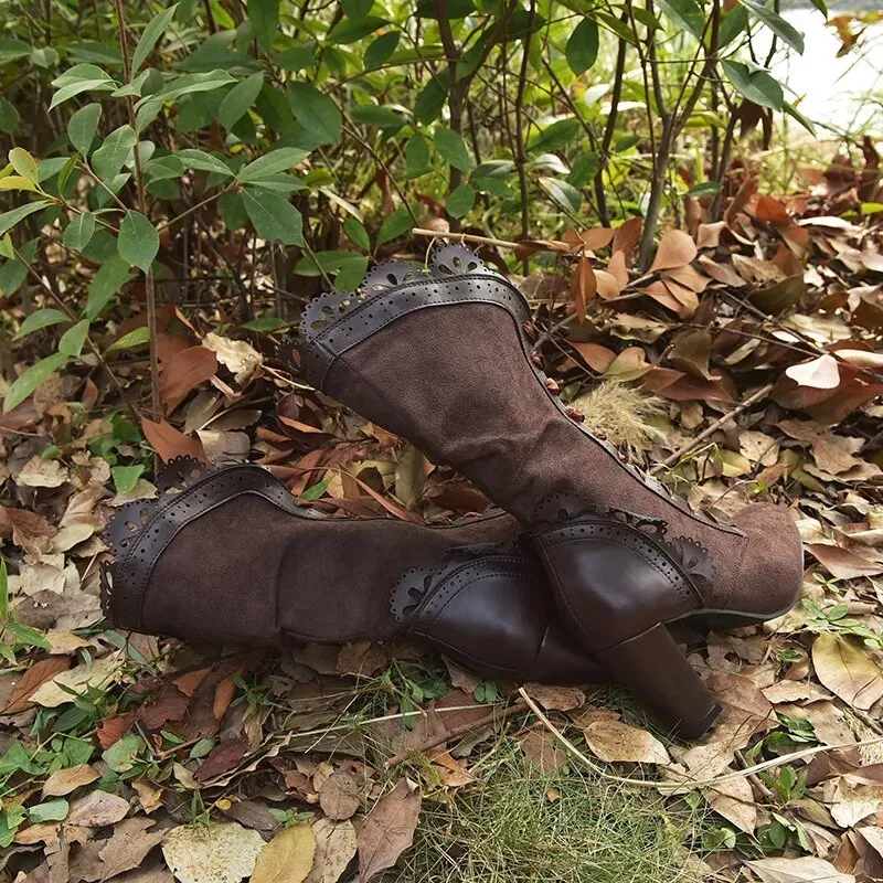 Funki Buys | Boots | Women's Steampunk Lace Top Granny Boot