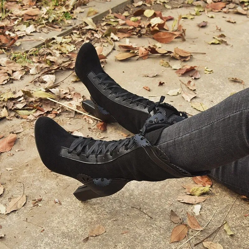 Funki Buys | Boots | Women's Steampunk Lace Top Granny Boot