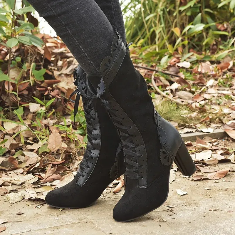 Funki Buys | Boots | Women's Steampunk Lace Top Granny Boot