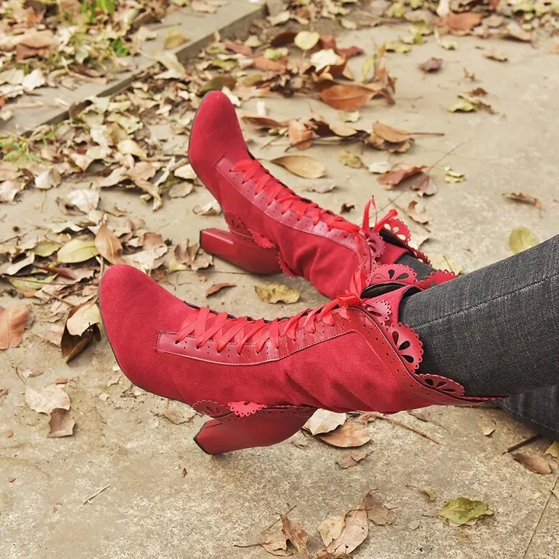 Funki Buys | Boots | Women's Steampunk Lace Top Granny Boot