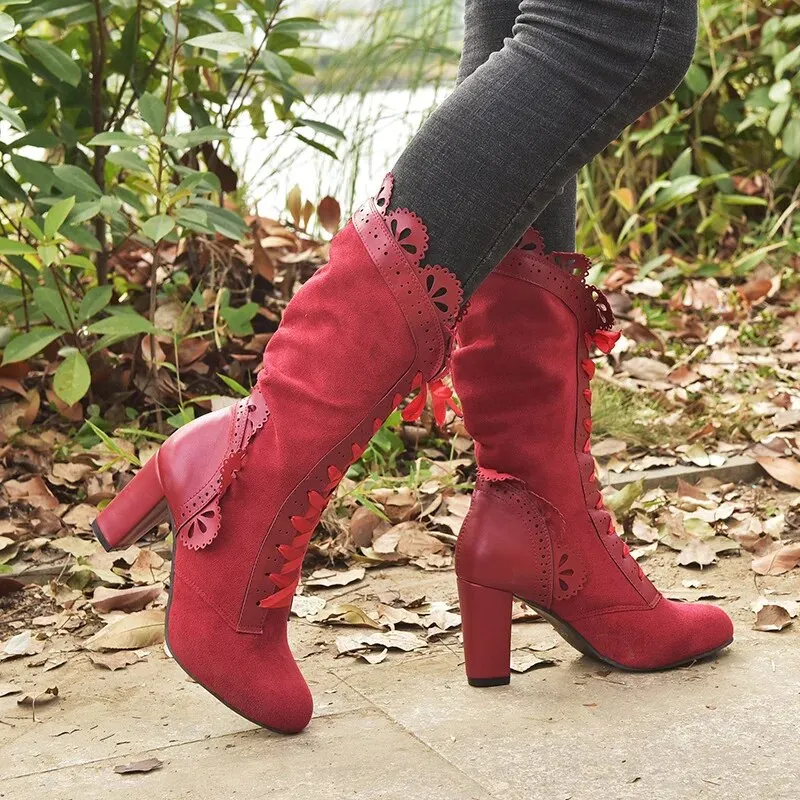Funki Buys | Boots | Women's Steampunk Lace Top Granny Boot