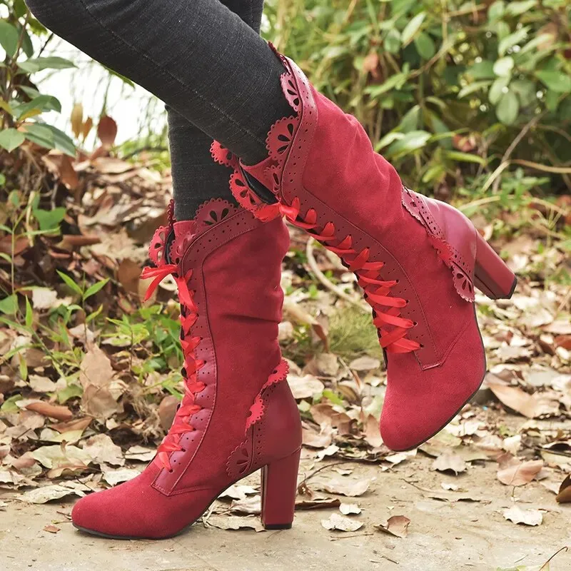 Funki Buys | Boots | Women's Steampunk Lace Top Granny Boot