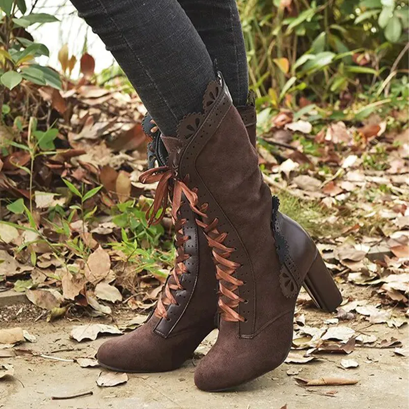 Funki Buys | Boots | Women's Steampunk Lace Top Granny Boot