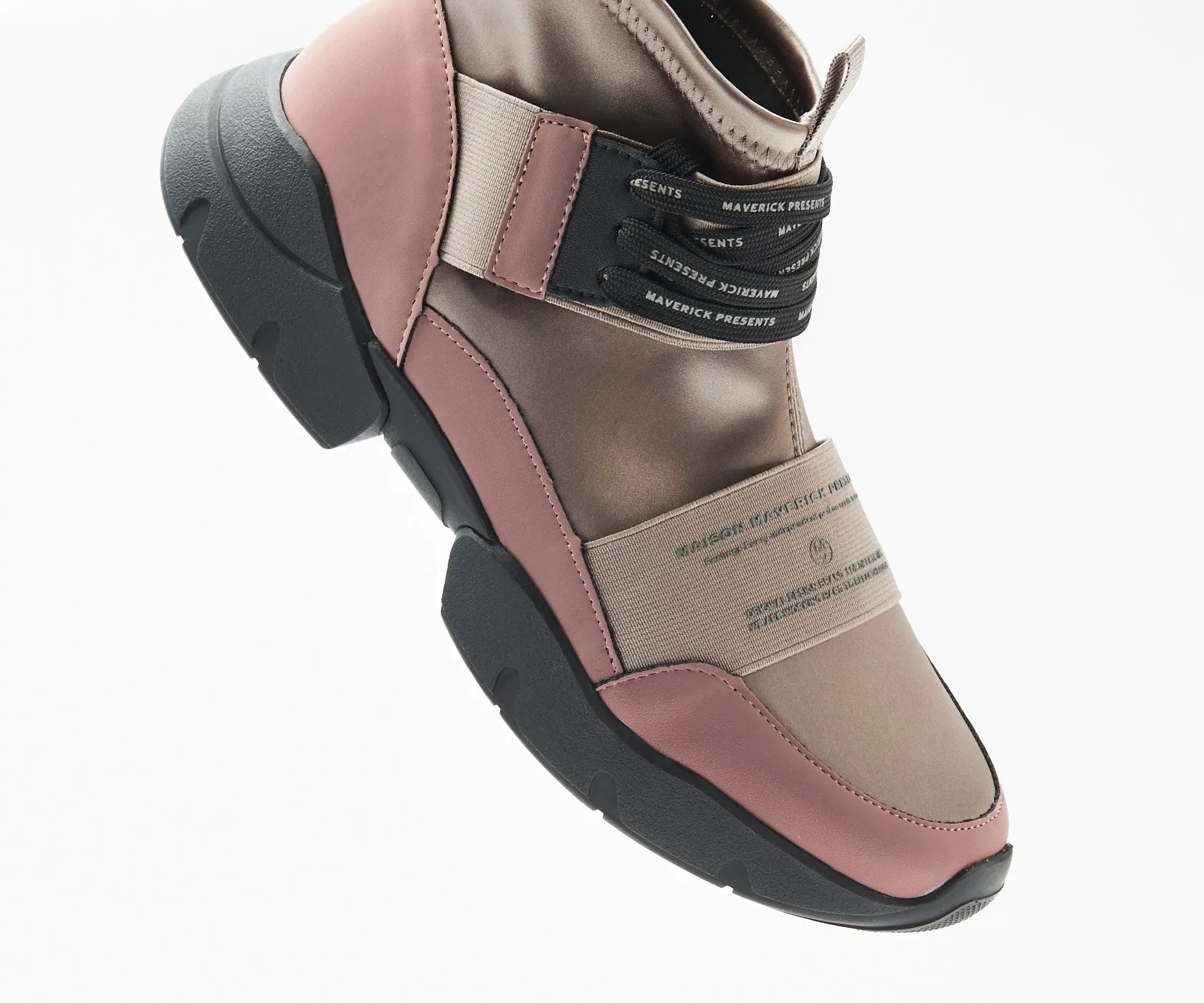 Futuristic High-Cut Sneakers - Beige