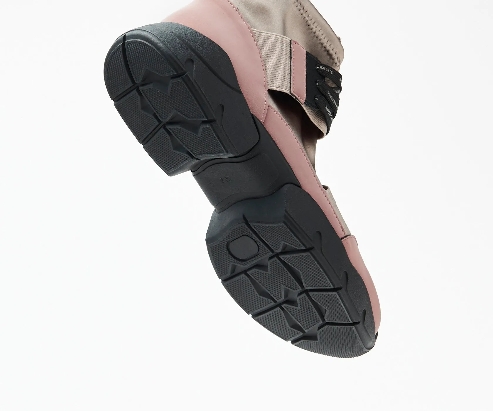 Futuristic High-Cut Sneakers - Beige