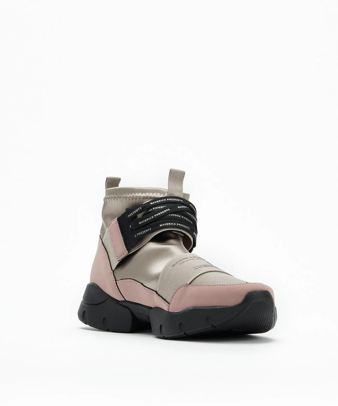 Futuristic High-Cut Sneakers - Beige