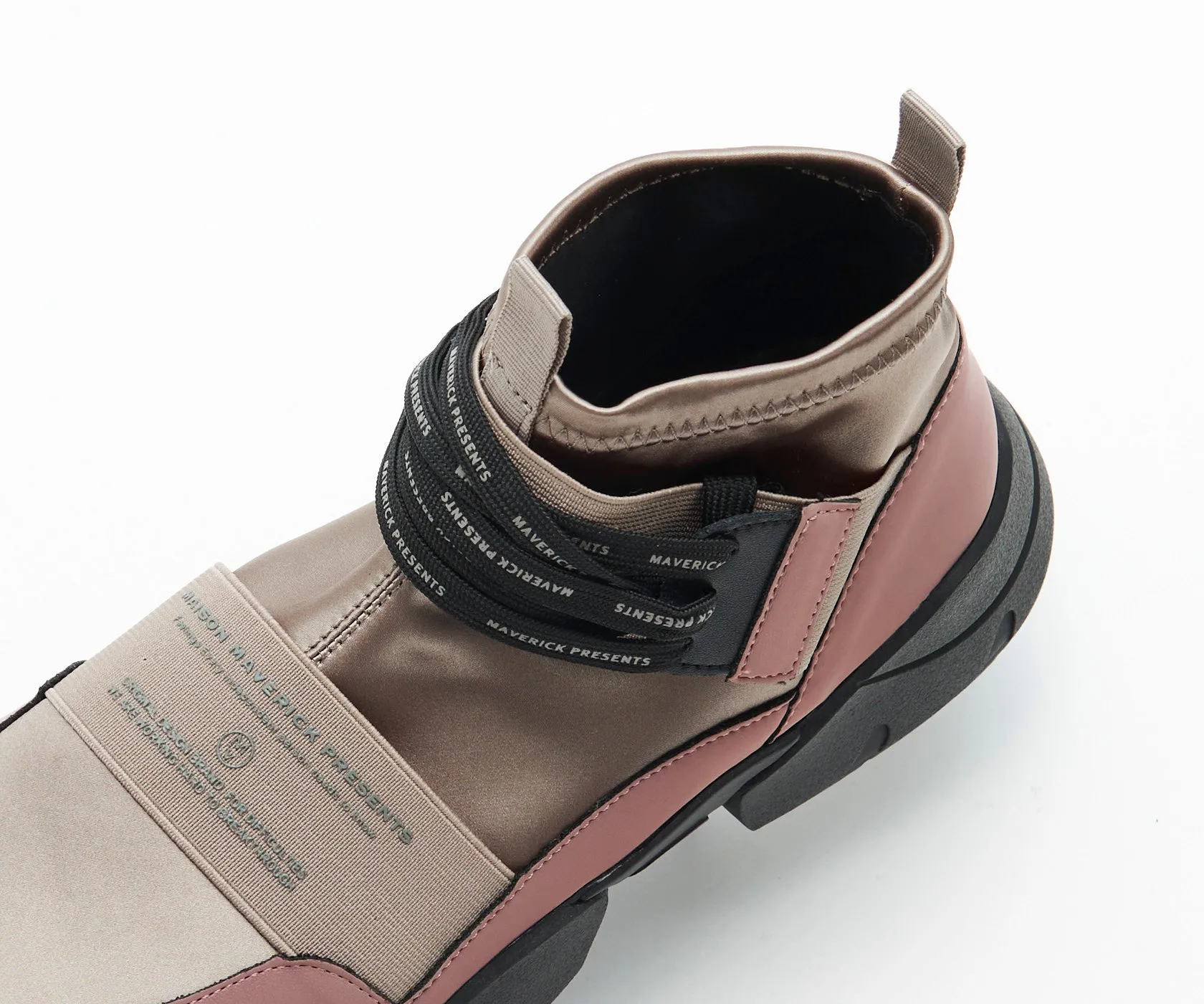 Futuristic High-Cut Sneakers - Beige