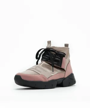 Futuristic High-Cut Sneakers - Beige