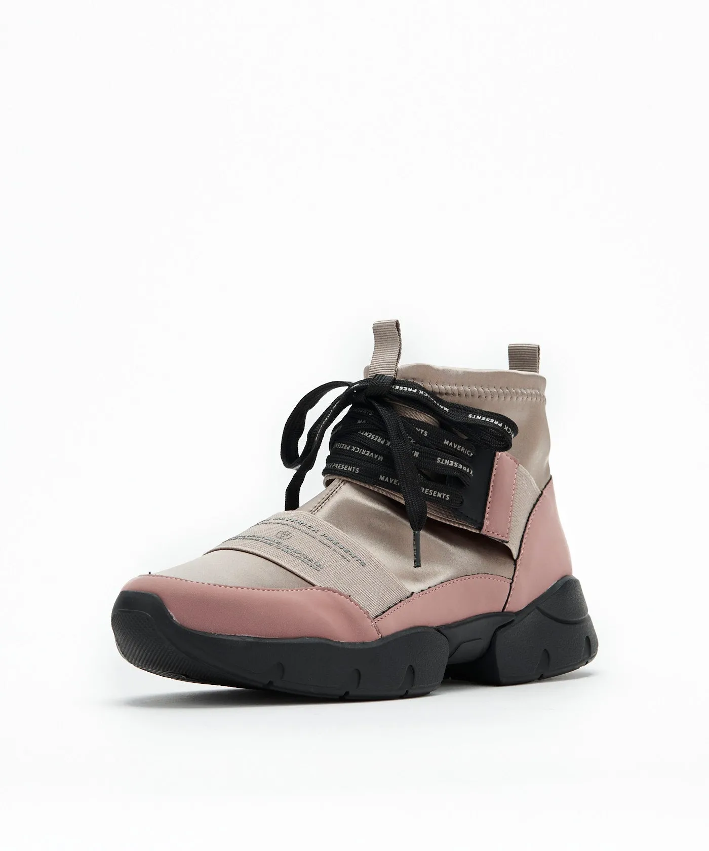 Futuristic High-Cut Sneakers - Beige