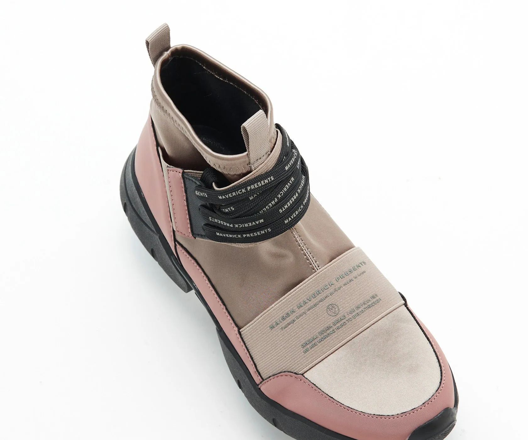 Futuristic High-Cut Sneakers - Beige