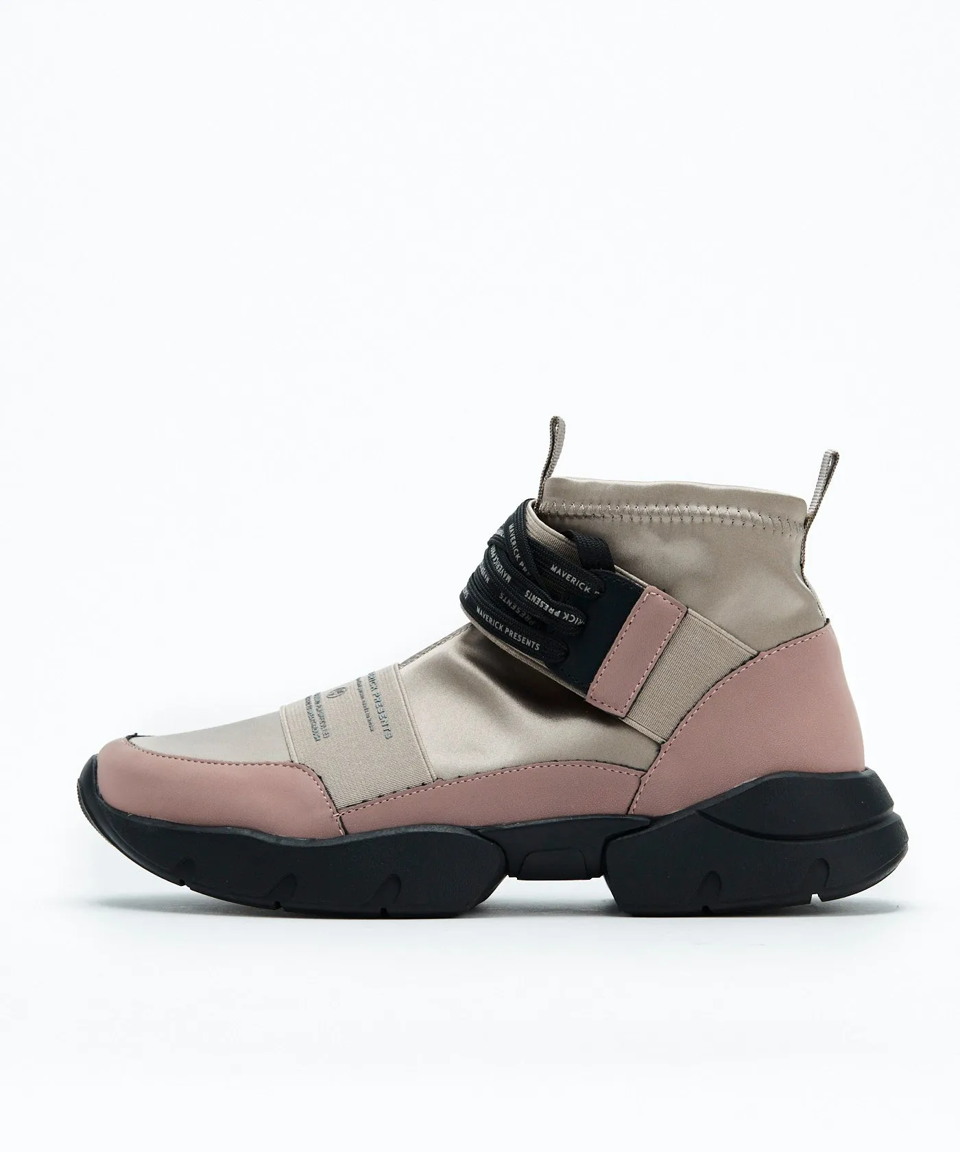 Futuristic High-Cut Sneakers - Beige