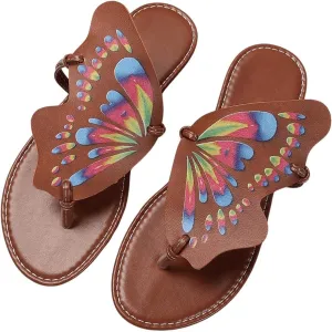 Generic Women's Thong Flat Sandals Flip Flops Sandals Casual Slip on Comfortable Slide Sandals Butterfly Summer Beach Dress Shoes
