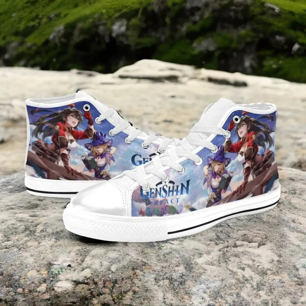 Genshin Impact Amber Lisa Shoes High Top Sneakers for Kids and Adults