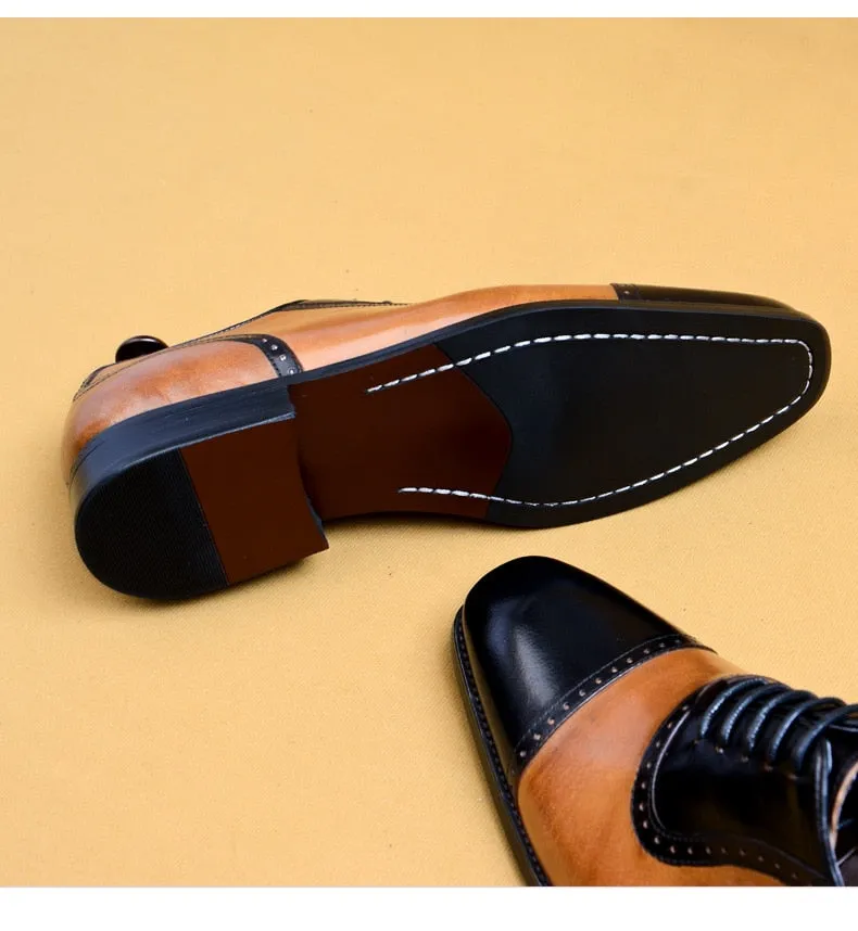 Genuine Cow Leather Brogue Vintage Handmade Oxford Shoes
