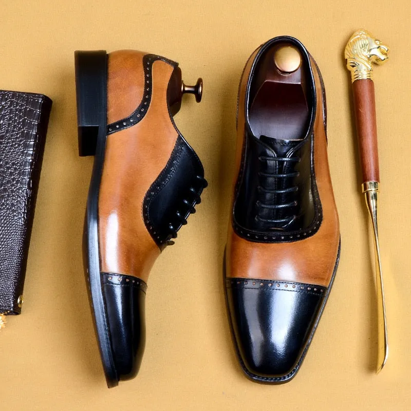 Genuine Cow Leather Brogue Vintage Handmade Oxford Shoes