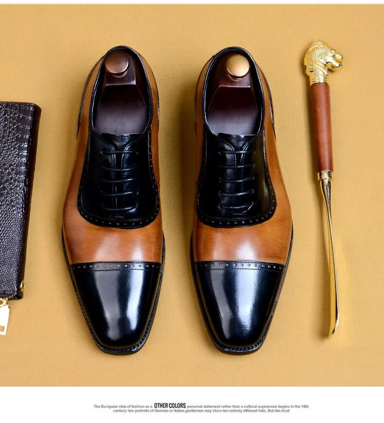Genuine Cow Leather Brogue Vintage Handmade Oxford Shoes