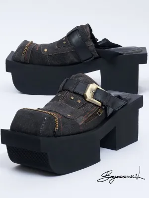 Geta Platform Denim Sandals