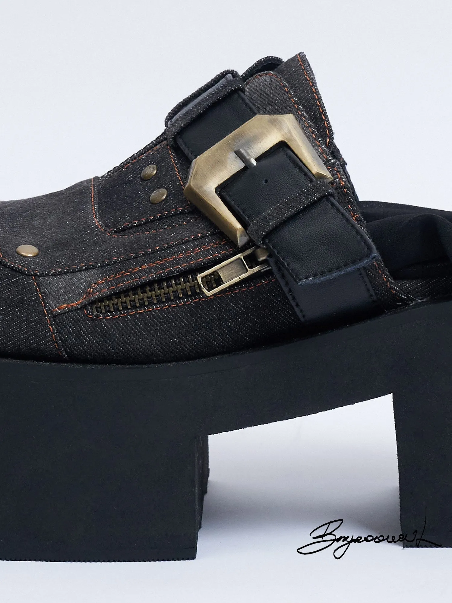 Geta Platform Denim Sandals