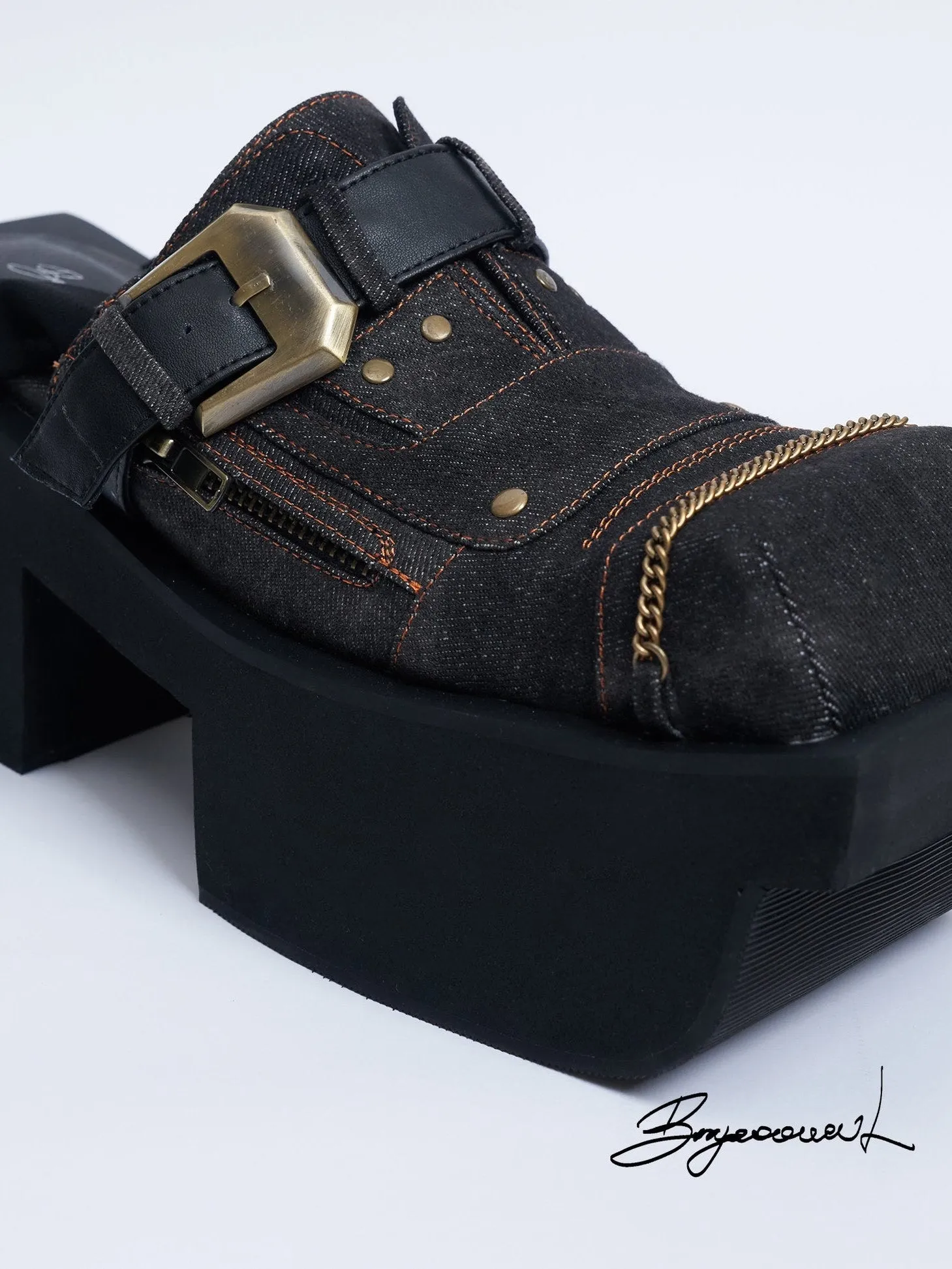 Geta Platform Denim Sandals