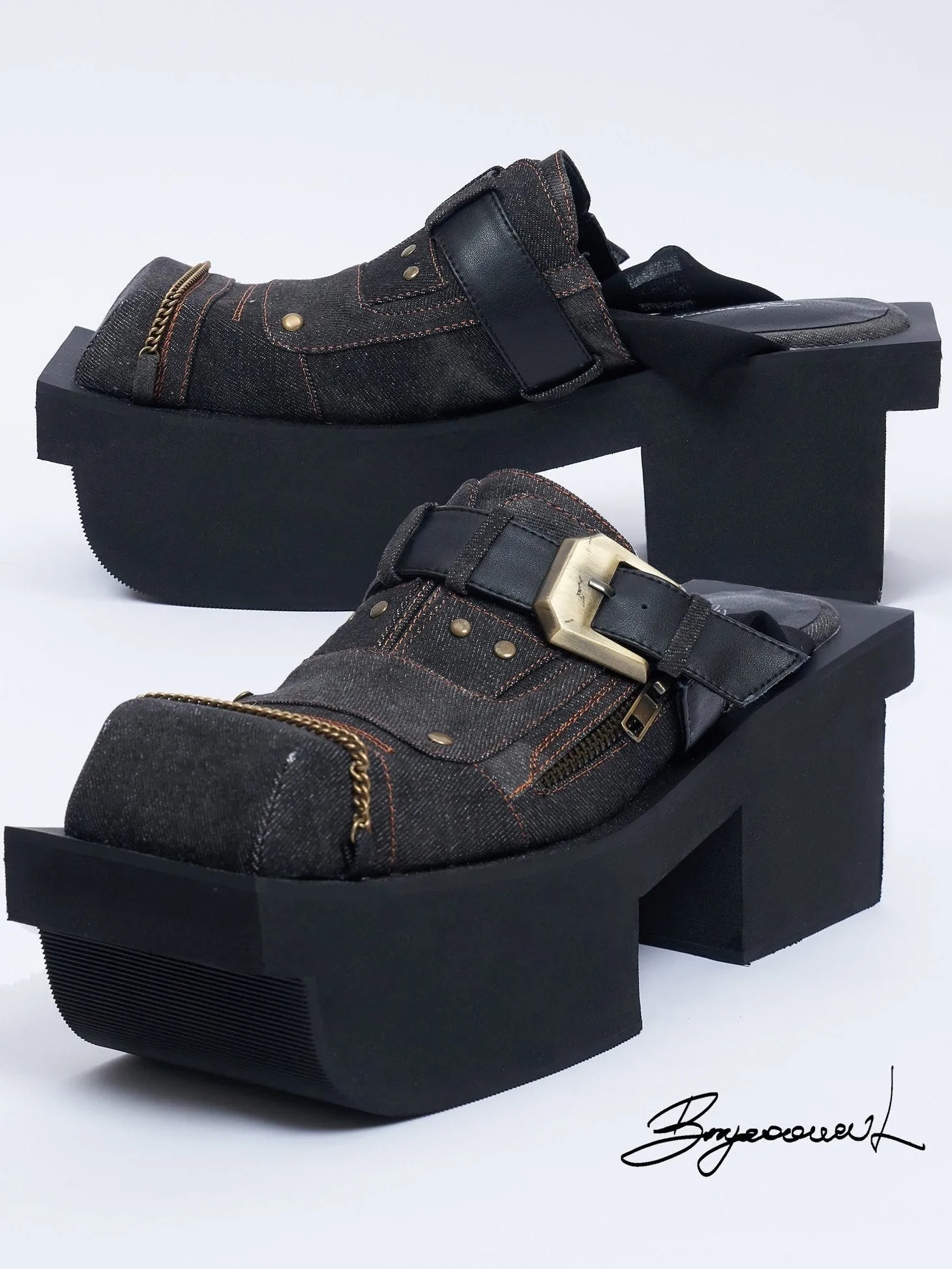 Geta Platform Denim Sandals