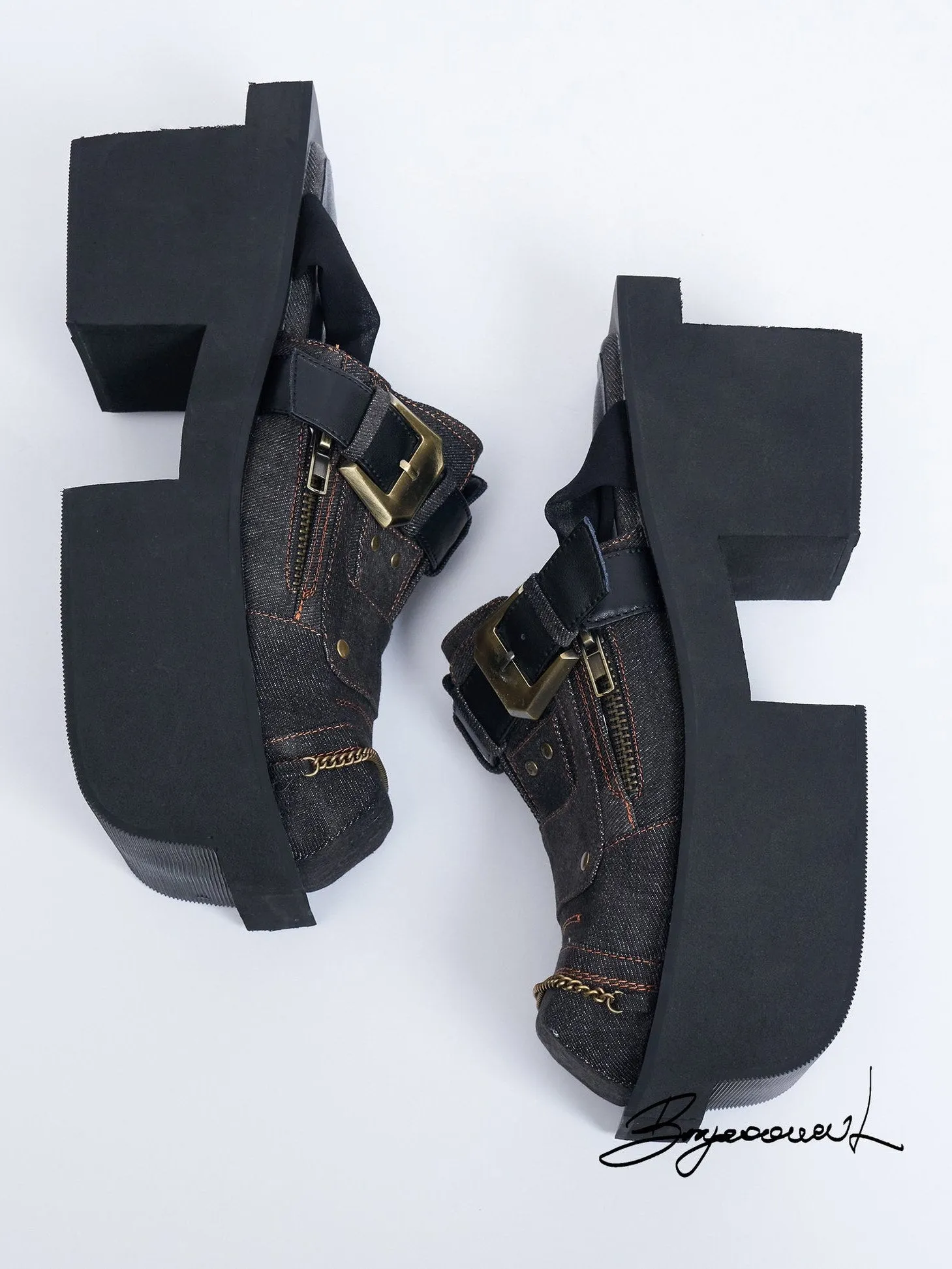 Geta Platform Denim Sandals