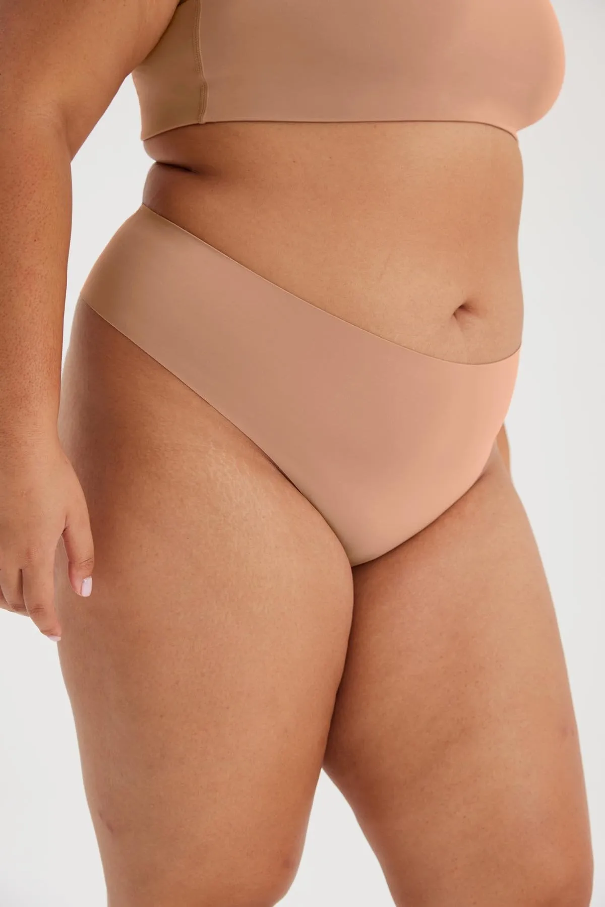 Girlfriend Collective High-Rise Thong in Toast