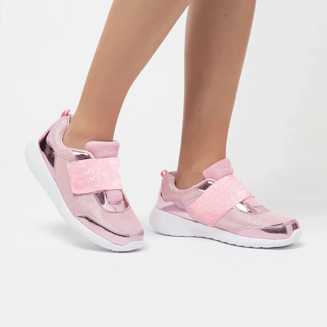 Girl's Pink Sneakers with Led Lights