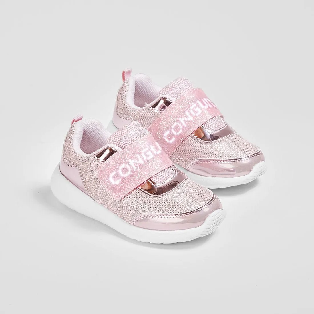 Girl's Pink Sneakers with Led Lights
