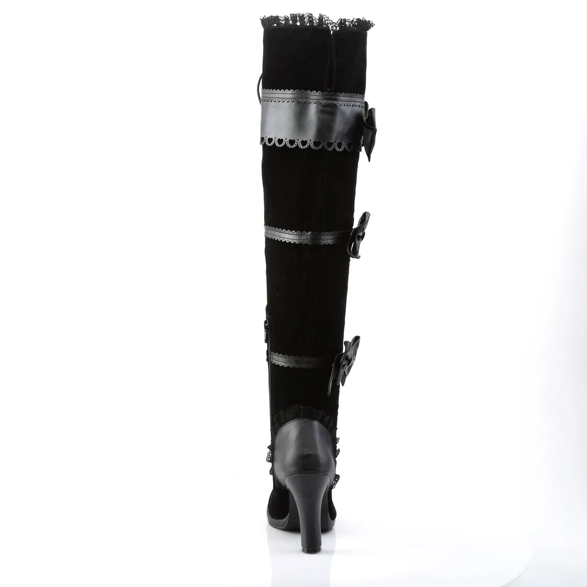 GLAM-300 DemoniaCult Black Vegan Leather Sexy Women's Over-the-Knee Boots (Alternative Footwear)