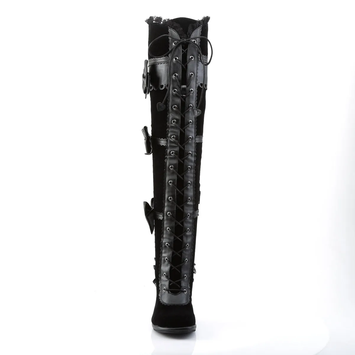 GLAM-300 DemoniaCult Black Vegan Leather Sexy Women's Over-the-Knee Boots (Alternative Footwear)