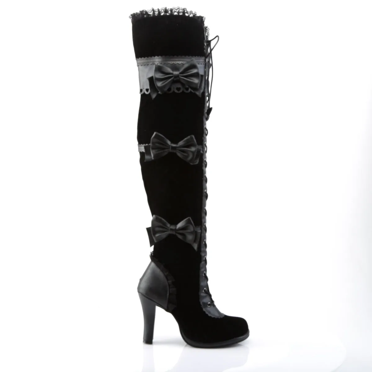 GLAM-300 DemoniaCult Black Vegan Leather Sexy Women's Over-the-Knee Boots (Alternative Footwear)