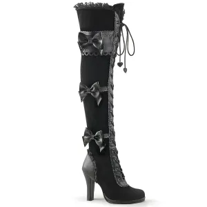 GLAM-300 DemoniaCult Black Vegan Leather Sexy Women's Over-the-Knee Boots (Alternative Footwear)