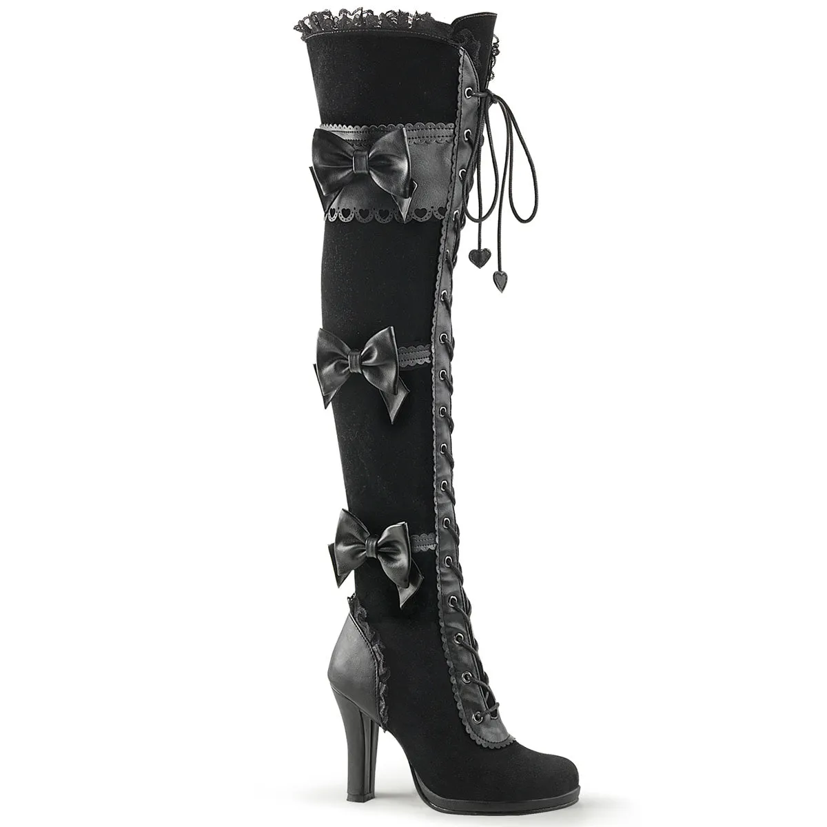 GLAM-300 DemoniaCult Black Vegan Leather Sexy Women's Over-the-Knee Boots (Alternative Footwear)