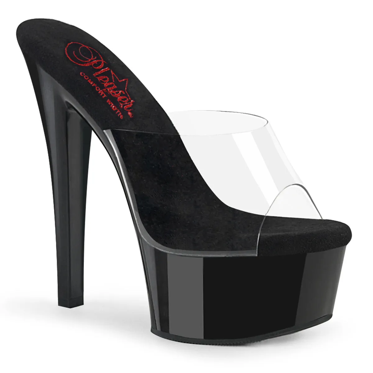 GLEAM-601 Pleaser Clear/Black Sexy Platform Shoes (Pole Dancing Heels)