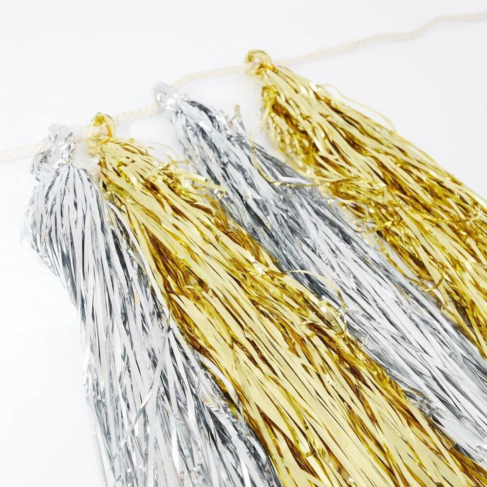 Gold & Silver Tassel Garland, Add Some Sparkle To Your Next Party with this 10  Foot Garland with 12 Tassel Pennants by Meri Meri