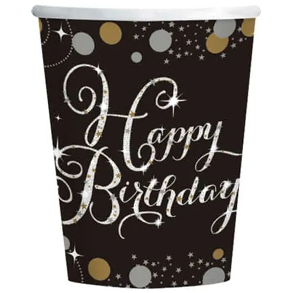 Gold Celebration Birthday Cups 8pk