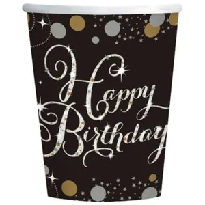 Gold Celebration Birthday Cups 8pk