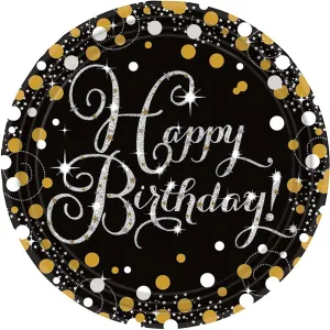 Gold Celebration Birthday Plates 8pk