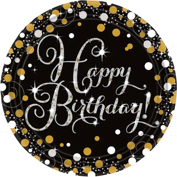 Gold Celebration Birthday Plates 8pk