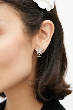 Gold Embellished CC Star Earring
