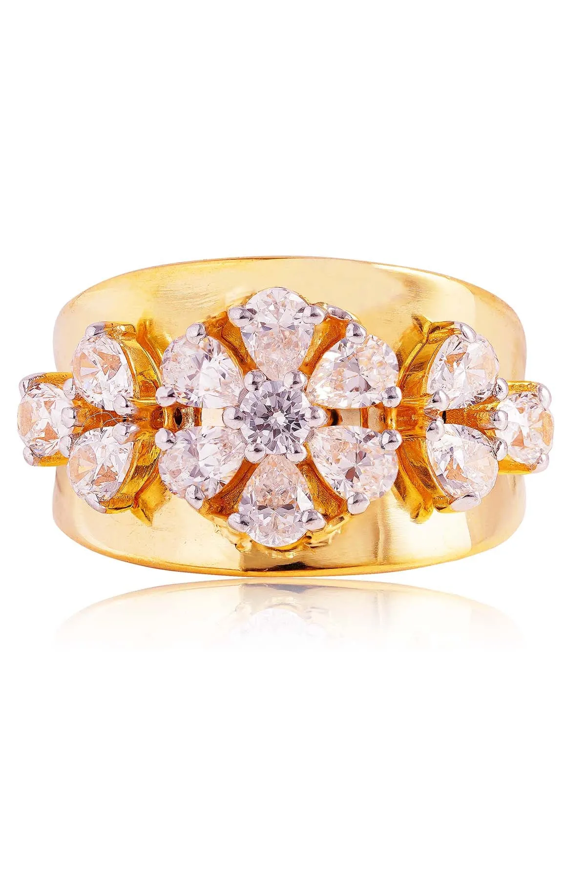 Gold Floral Sunlit Petal Ring